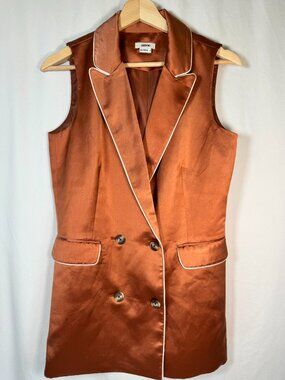 Jason Wu Satin Vest S Bronze Copper Sleeveless Blazer Luxe Quiet Luxury Tunic